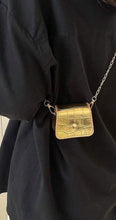 Load image into Gallery viewer, MINI CROCODILE PRINT GOLD CHAIN POUCH
